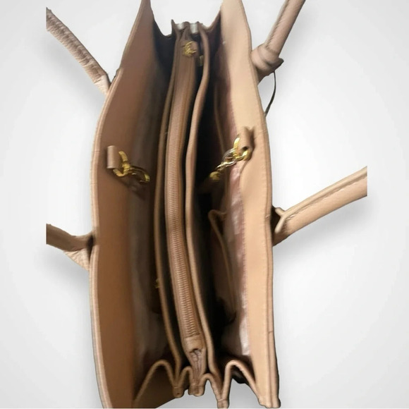 JOY & IMAN Leather Camel Large Tote Bag W/ Multiple Compartments | NWOT - Picture 13 of 16